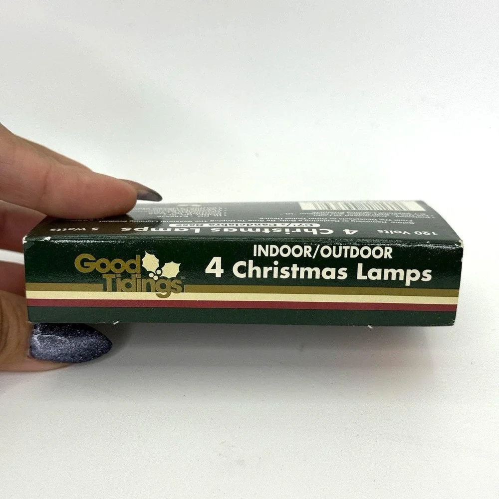 Vintage Good Tidings Indoor Outdoor Christmas‎ Lamps C7½ 120V 5W Bulbs 4 Pack
